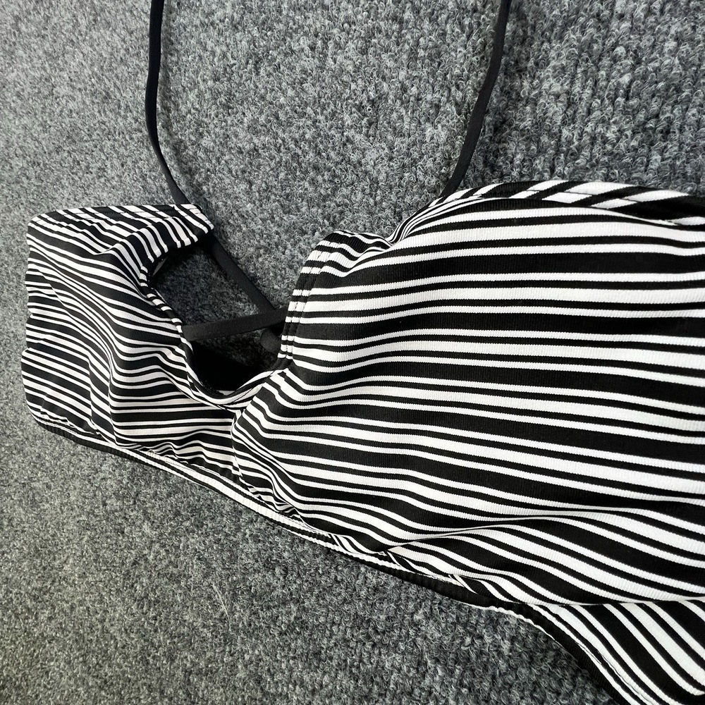 Mossimo Women's Bikini Top XL Black White Stripe‎ Halter Bralette Swimwear